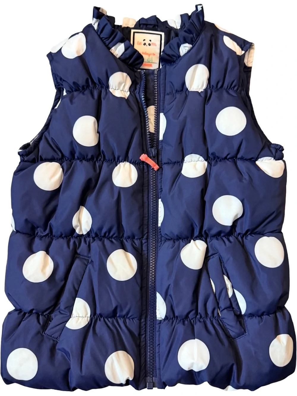 Gymboree Navy Blue Polka Dot Puffer Vest Girls’ size Medium (7/8)